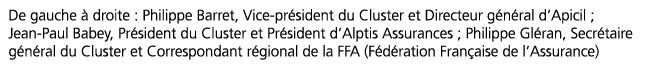 De gauche   droite : Philippe Barret, Vice-pr sident du Cluster et Directeur g n ral d Apicil ; Jean-Paul Babey, Pr s   