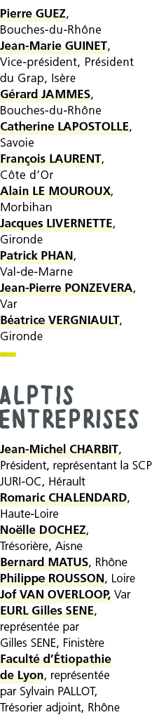 Pierre GUEZ, Bouches-du-Rh ne Jean-Marie GUINET, Vice-pr sident, Pr sident du Grap, Is re G rard JAMMES, Bouches-du-R   